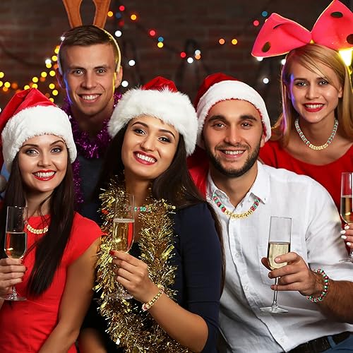 Miniatura 6 de Whaline 1200 cuentas de poni de Navidad con cuerda elástica rojo verde plata oro cuentas de plástico para hacer joyas collar pulsera bricolaje