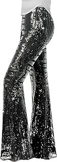 Nawgut Sequin Flare Pants Sparkly Glitter High Waisted Bell Bottom Trousers Disco Party Clubwear for Women Price In India