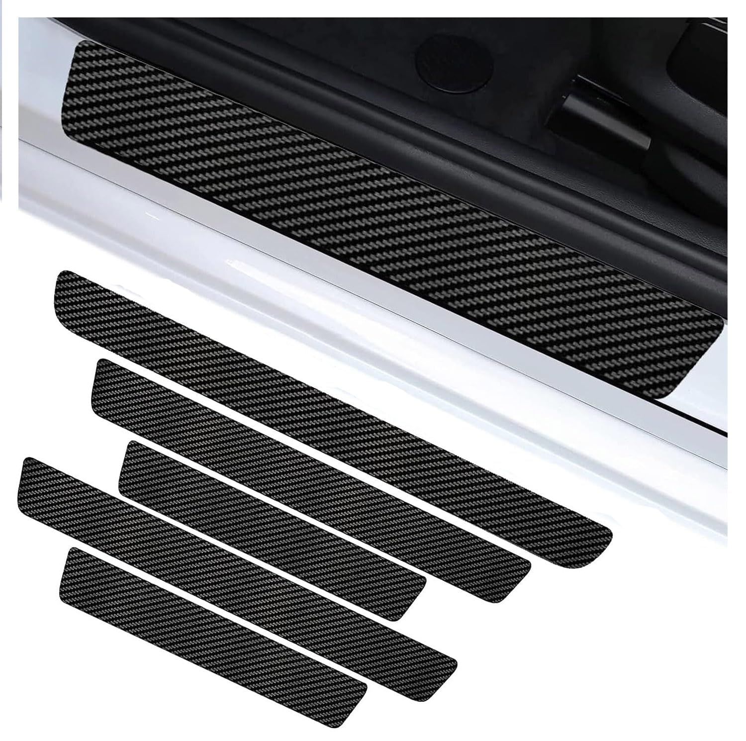 Voor VW Voor T-cross Koolstofvezel Auto Sticker Deur Kofferbak Beschermende Strip Kofferbak Drempel Decals Achterbumper Guard Bumperbescherming (Color : 4 STUKS