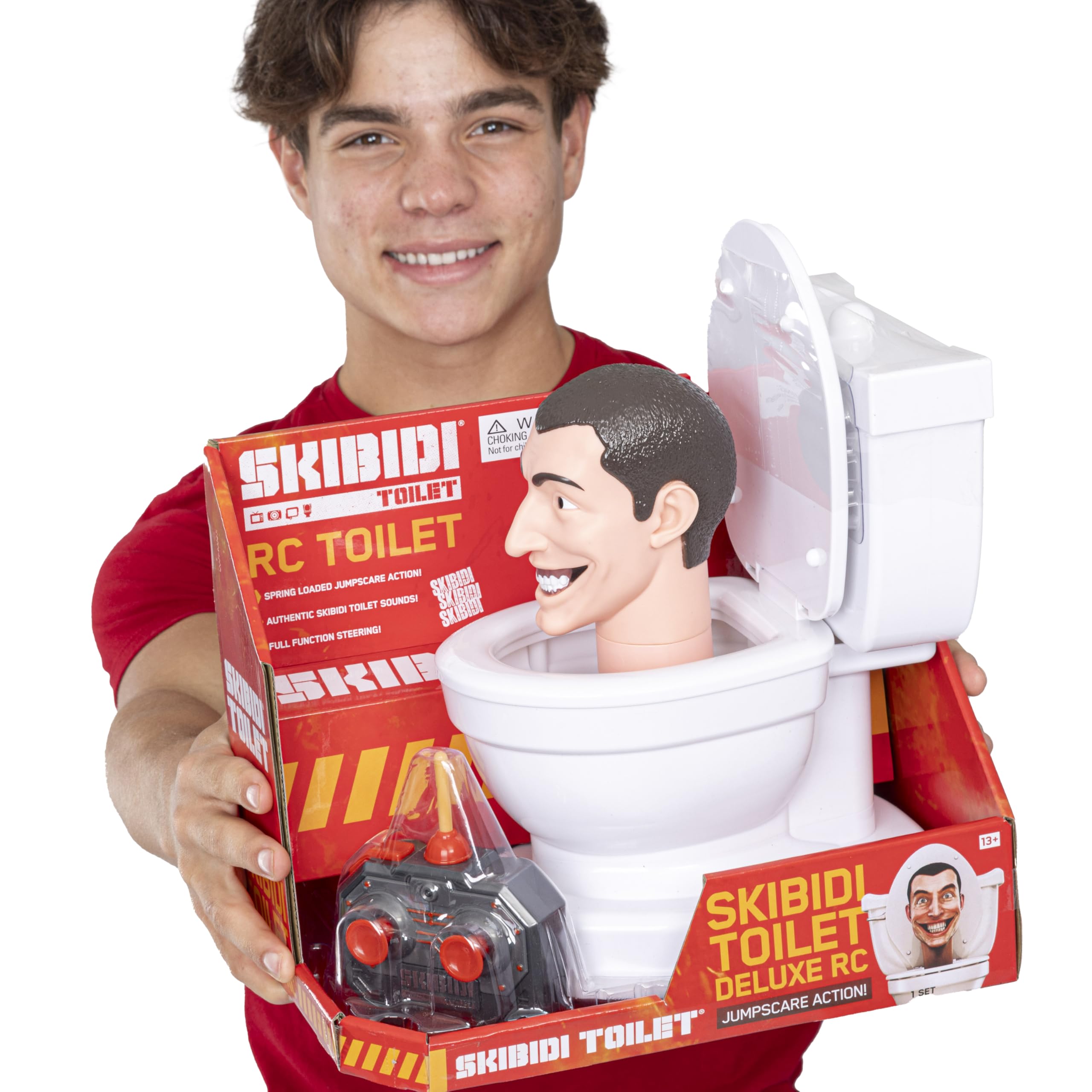 SKIBIDI Toilet Deluxe Toilet RC, YouTube Animation Sensation, pilot zdalnego sterowania, figurka akcji, oficjalnie licencjonowany gadżet toaletowy