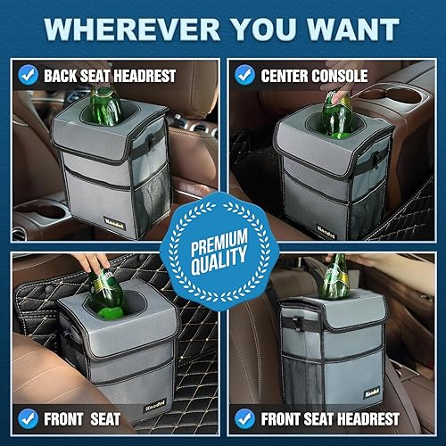 Miniatura 5 de Knodel - Papelera para coche, impermeable, con tapa, a prueba de fugas, bolsa de basura para coche, para colgar.