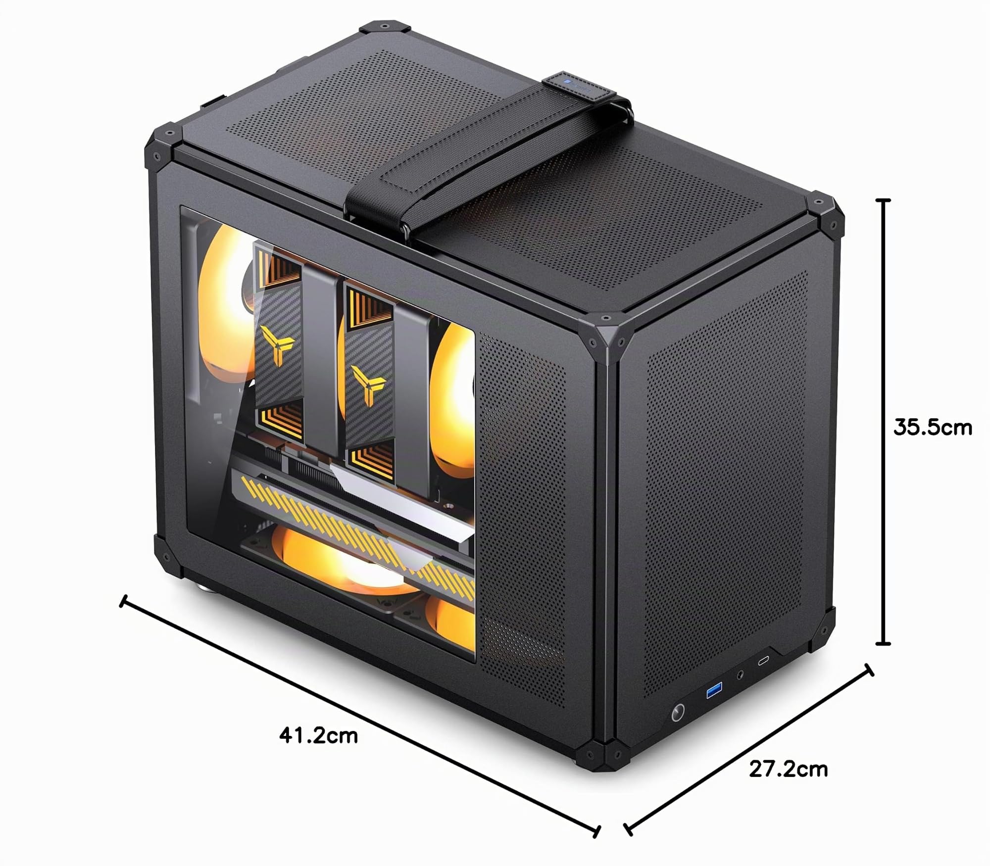 Jonsbo C6 MAX Case PC Nero – Case mATX compatto con maniglia, mesh per il flusso d’aria, spazio per GPU fino a 335 mm, dissipatore CPU fino a 170 mm, 5 slot per ventole