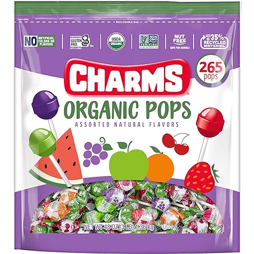 Miniatura 3 de Charms Paletas orgánicas (265 unidades)  Paletas de caramelo de frutas orgánicas USDA hechas con todos los sabores e ingredientes naturales, sin