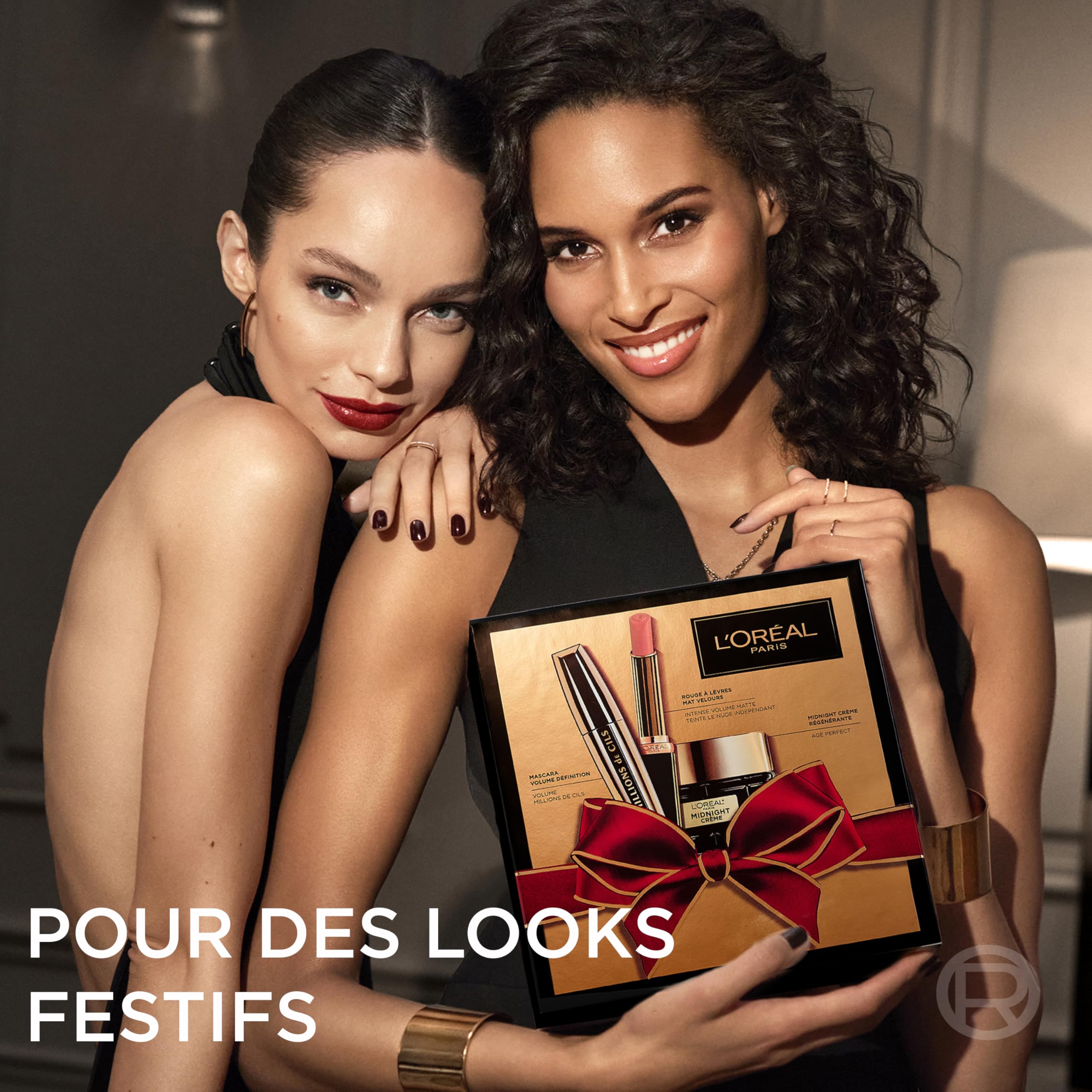 L'Oréal Paris - Coffret Cadeau de Noël - 3 Produits - Crème Anti-Rides, Mascara Volume Millions, Rouge à Lèvres Mat