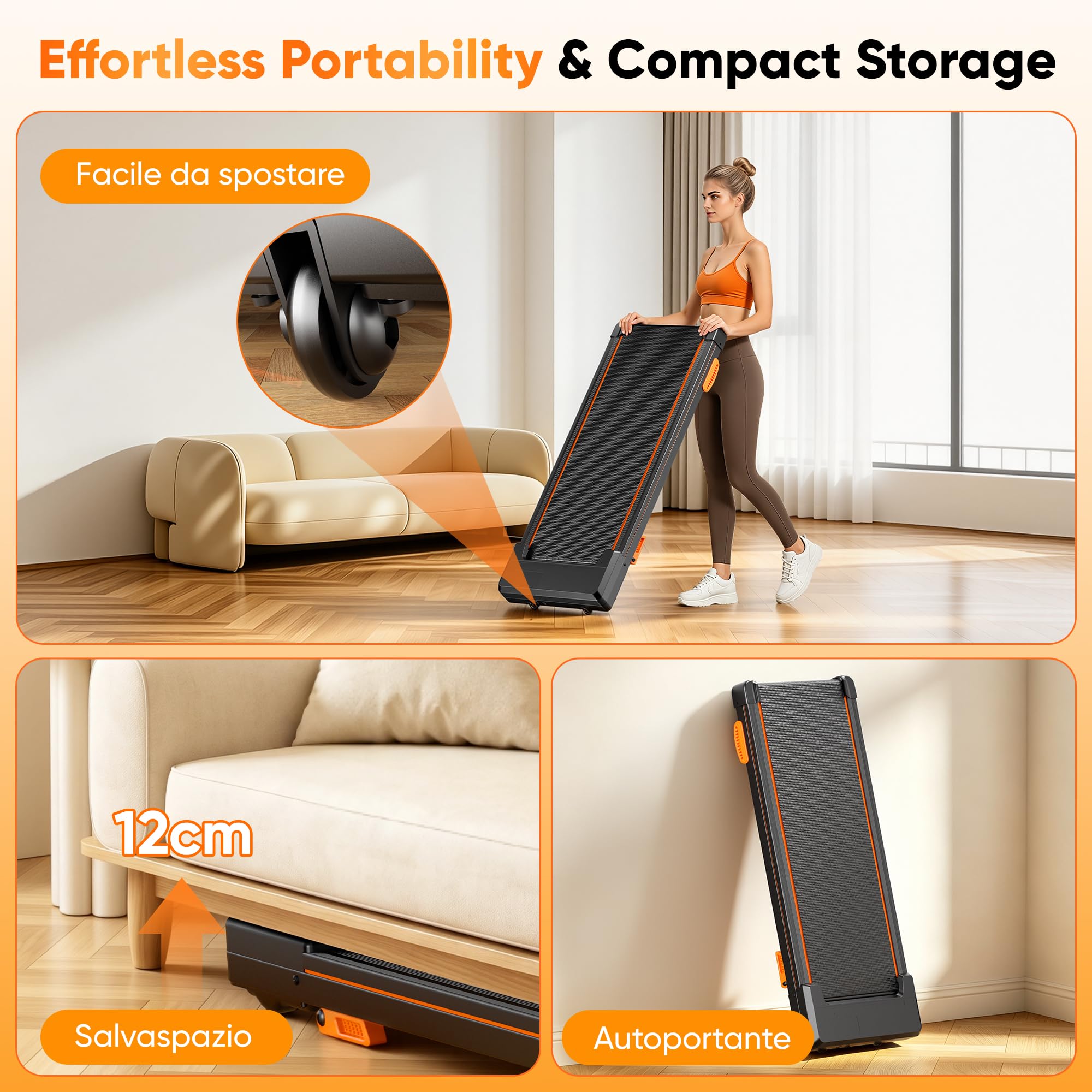 GIDGIMO Tapis Roulant Elettrico 3 in 1 con Inclinazione all’8%, Walking Pad da Scrivania 1-8 km/h, Motore Silenzioso da 500 W, Display LED e Telecomando, Portata 135 kg, per Casa e Ufficio