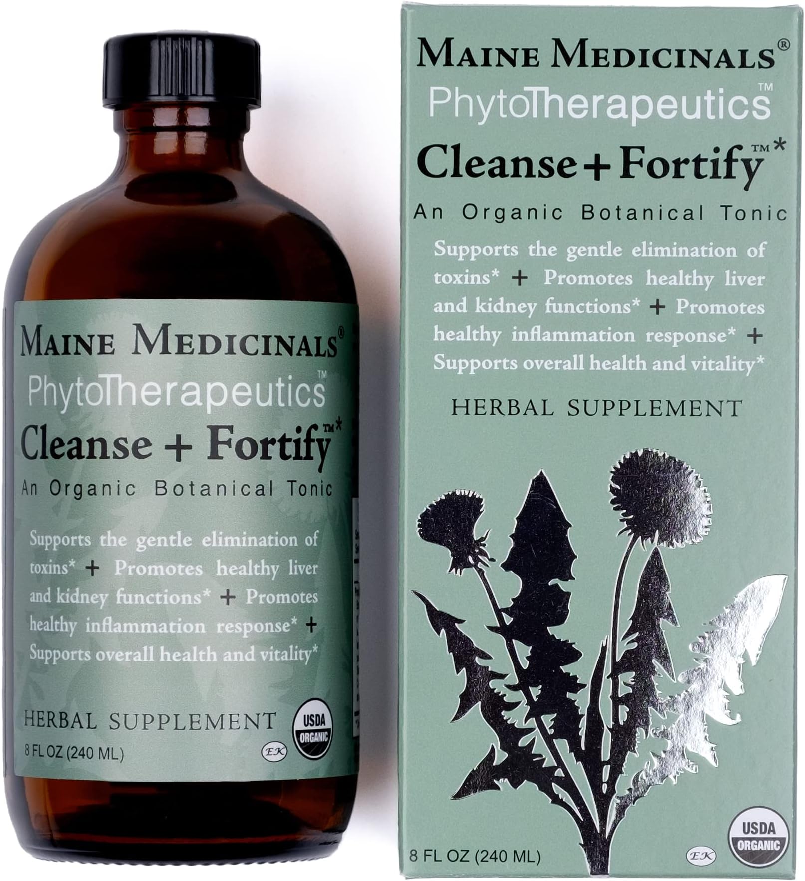 Cleanse + Fortify Organic Liver Detox and Kidney Cleanse with Adaptogens 8 fl oz (16 Servings) USDA Certified Organic