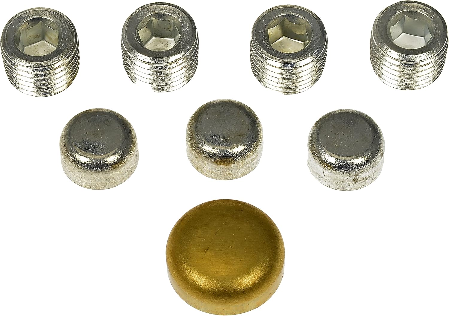 Dorman 567-009 Ford Brass Expansion Plug Kit, 15 Expansion Plugs, 4 Pipe Plugs Compatible with Select Ford/Lincoln/Mercury Models, 19 Pack