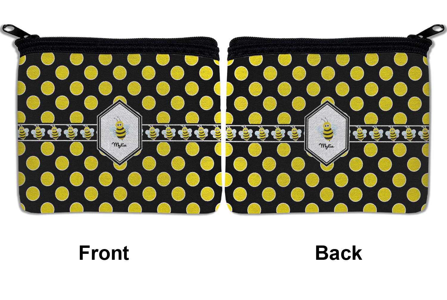 RNK Shops Personalized Bee & Polka Dots Rectangular Coin Purse