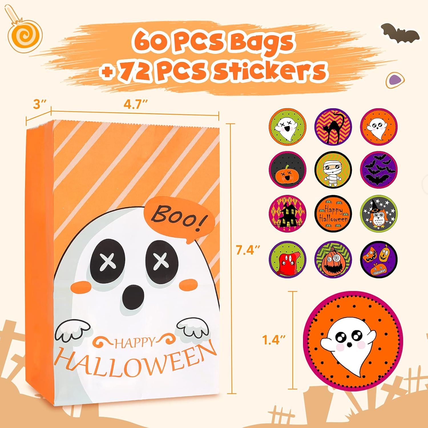 Amazon.com: Halloween Treat Bags Party Favors - 60 Pcs Kids ...