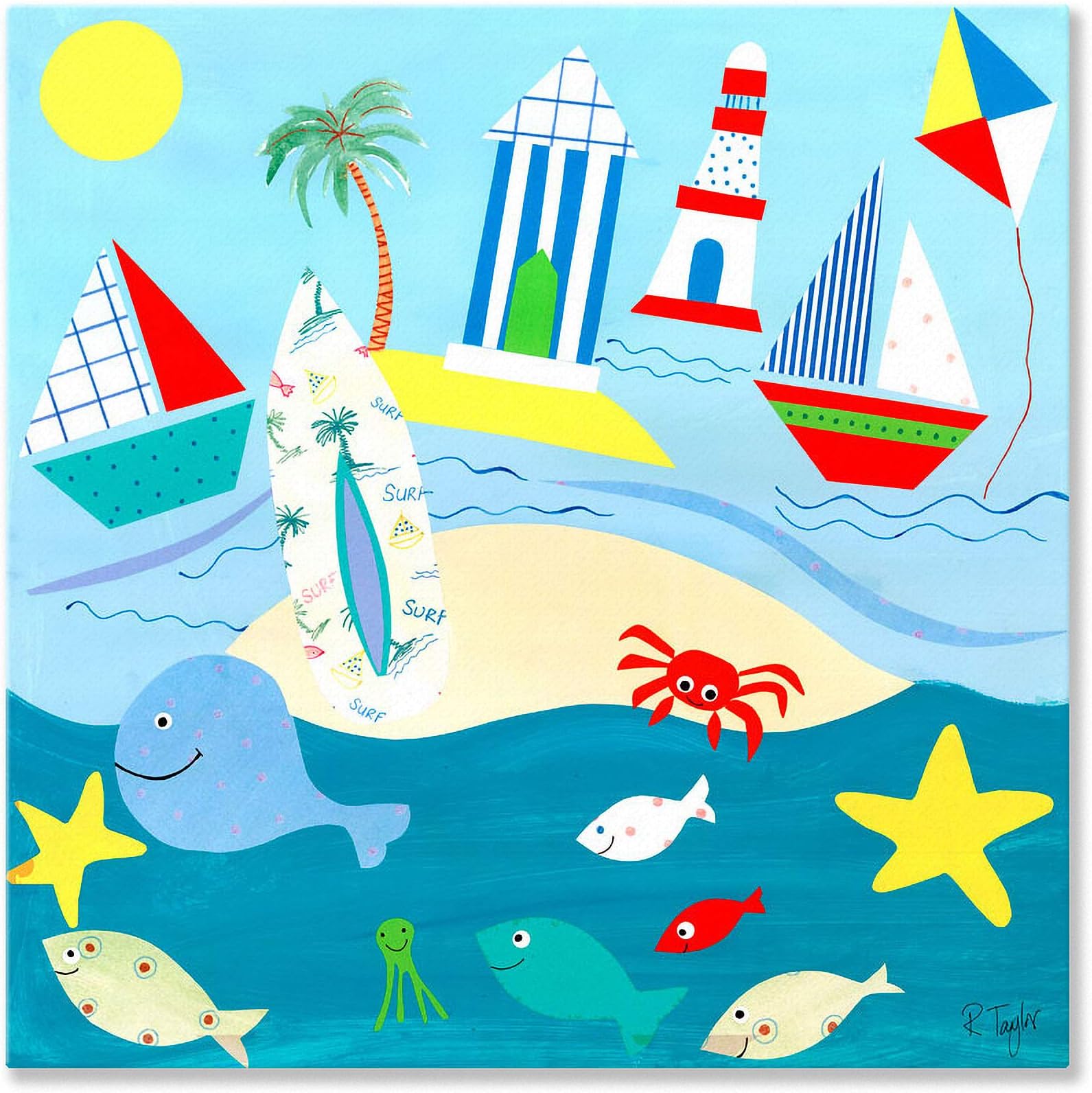 Surfer's Paradise Stretched Canvas Wall Art by Rachel Taylor, 21 by 21-Inch