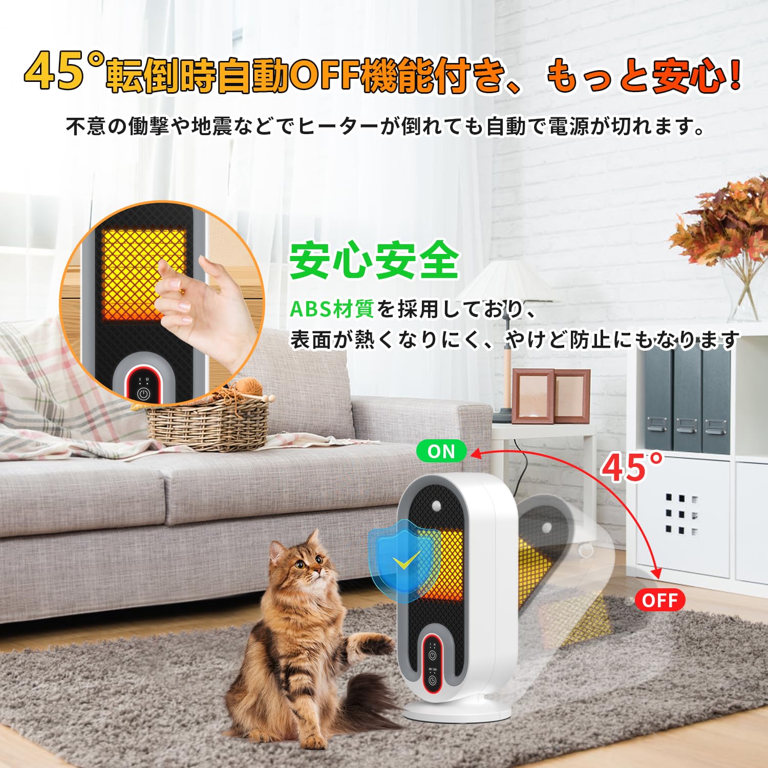Fenadek セラミックヒーター 小型 650W/800W 2段階温風切替