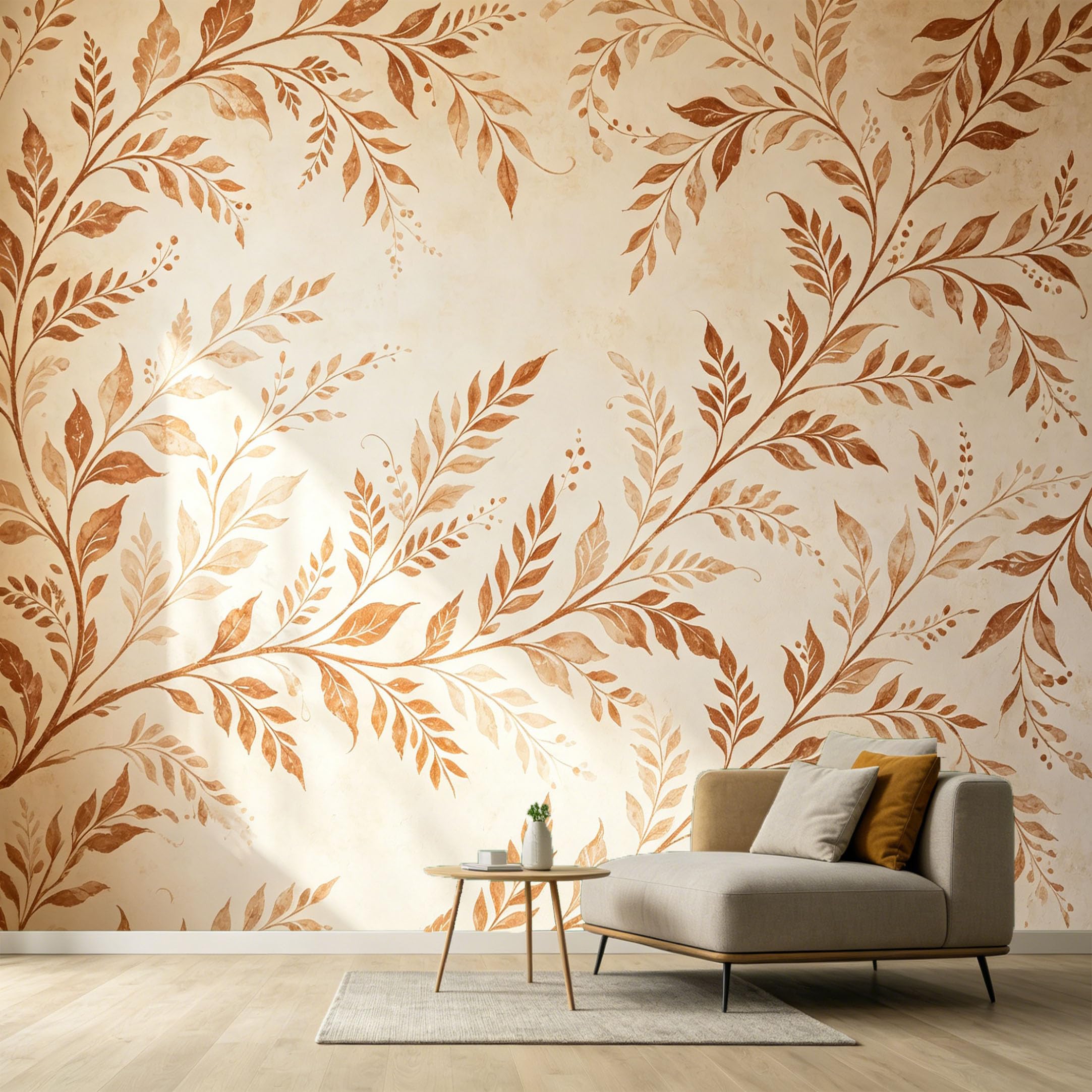 Custom Size Wall Murals Botanical Watercolor Vintage Leaves Twigs Texture SelfAdhesive Wall Fabric Removable Large Wallpaper for Photo Living Room Decor Wall Art Mural