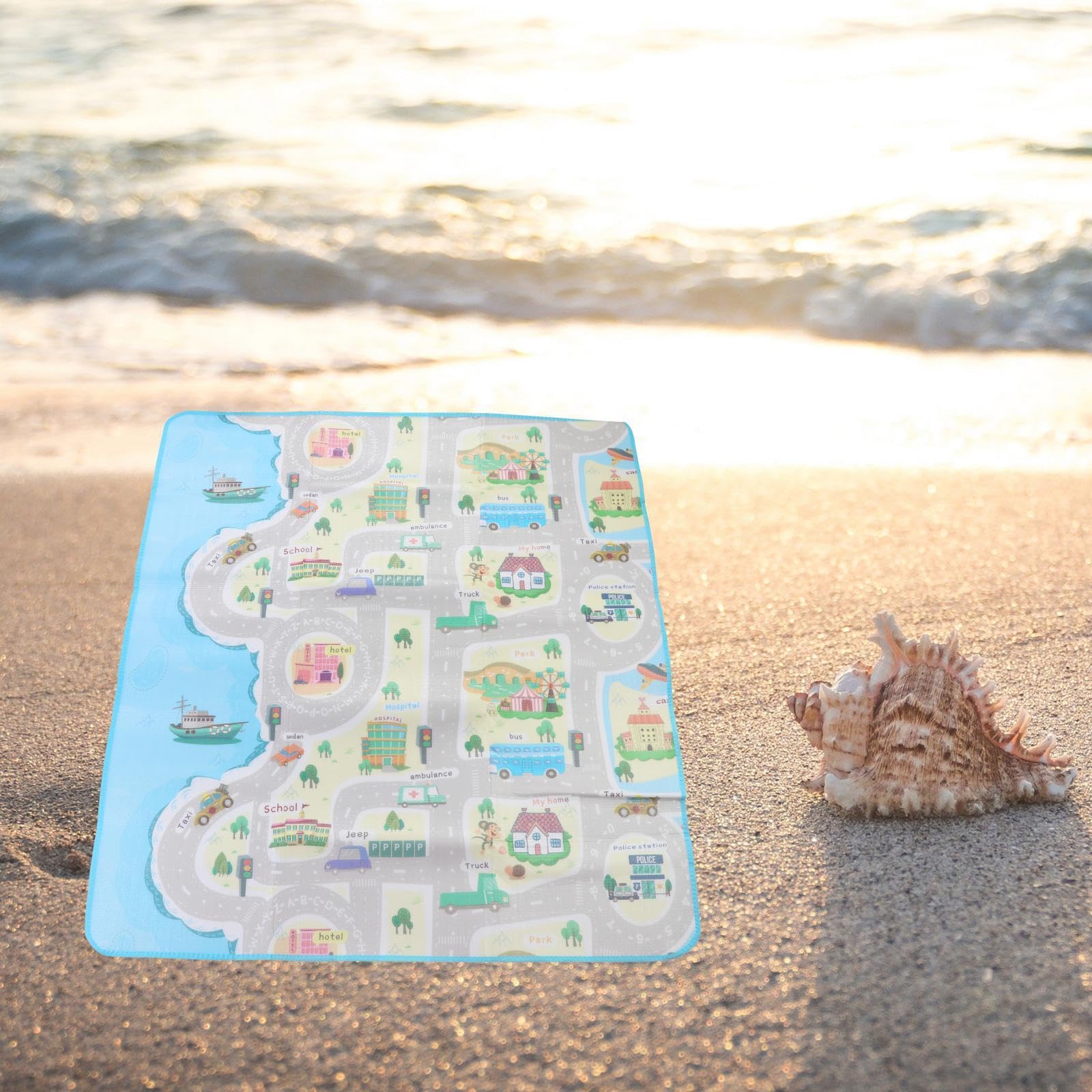 Tapis de Jeu Polyvalent pour Tout-Petits, résistant à l'eau, Motif Circulation Urbaine, Options éducatives, Facile à et Nettoyer avec Un Chiffon