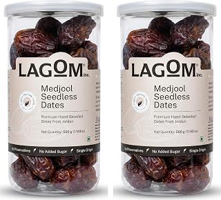 Lagom Medjool Seedless Dates 1 kg | Premium Pitted Jordan Dates | Soft, Juicy & Naturally Sweet | No Added Sugar, No Prese Price In India
