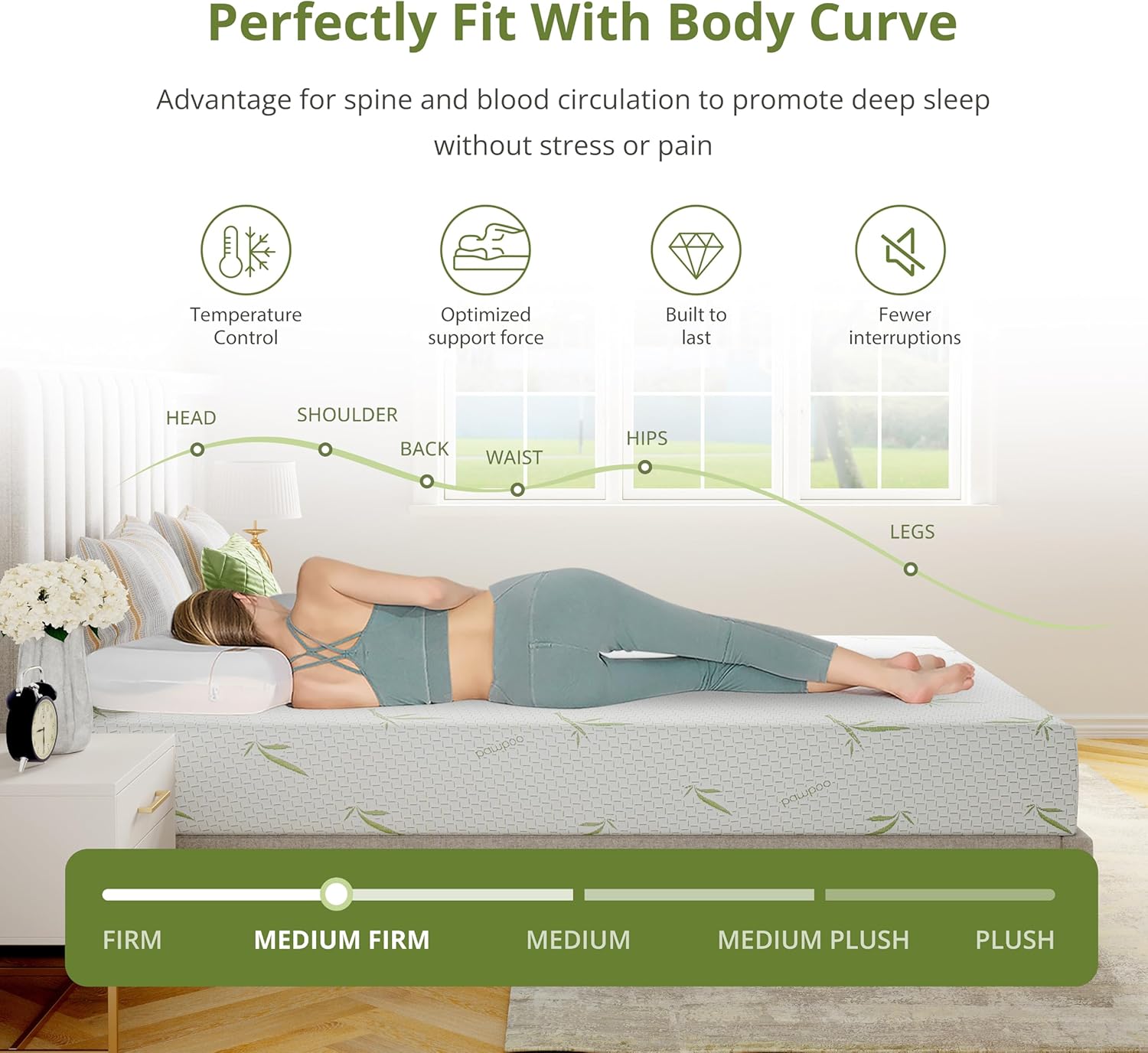 EGOHOME 8 Inch Full Size Mattress, Cooling Green Tea Gel Memory Foam for Pressure Relief, Medium Firm Support, Fiberglass Free, Bed in a Box, CertiPUR-US Certified