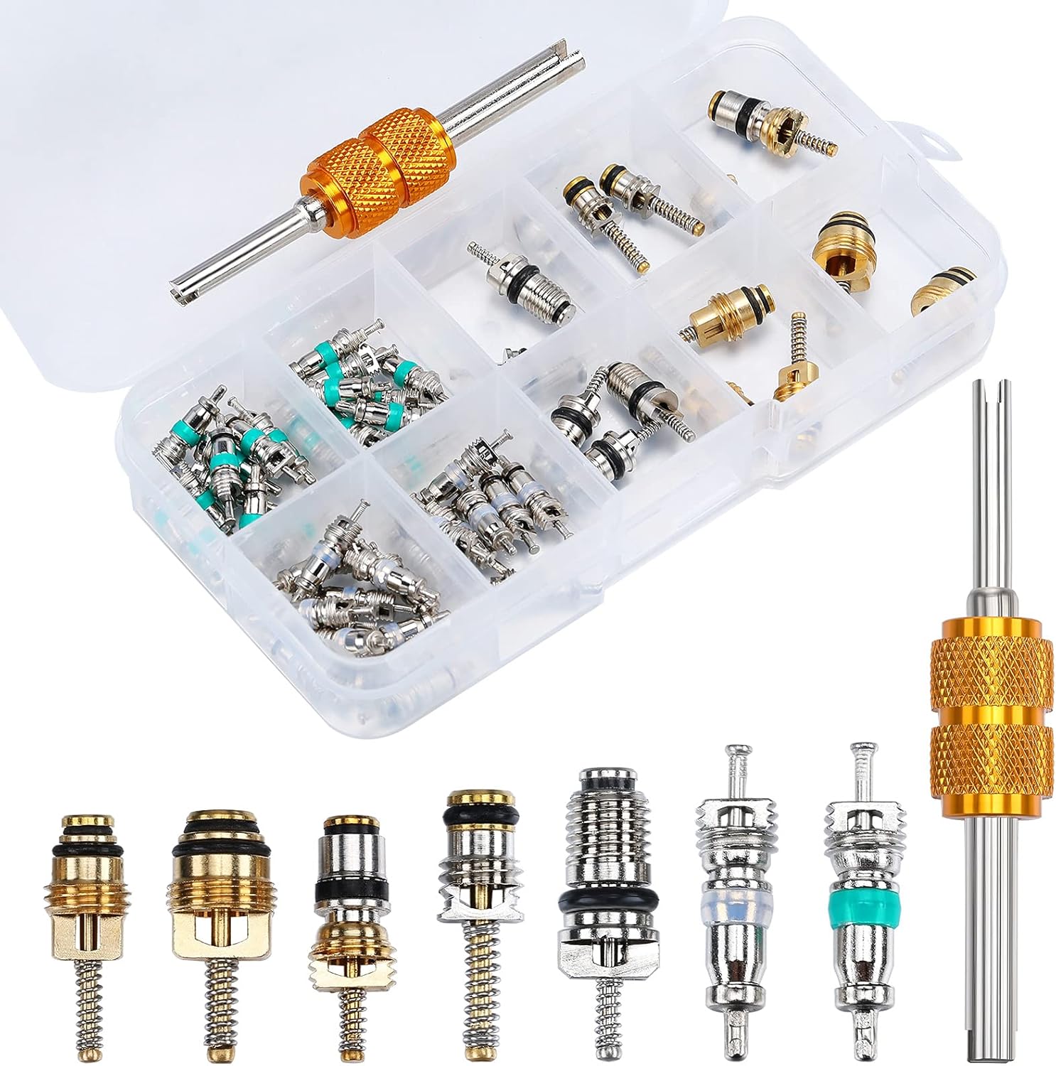 56 Pieces Valve Air Conditioning Valve Core R12 R134A Automotive A/C Valve Stem