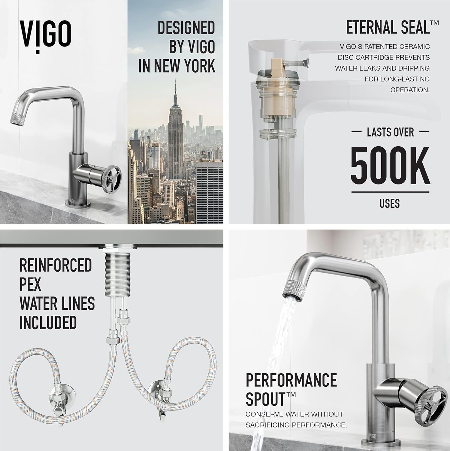 Cass 9'' High Single Handle Chrome Bathroom Faucet with Diamond Knurling