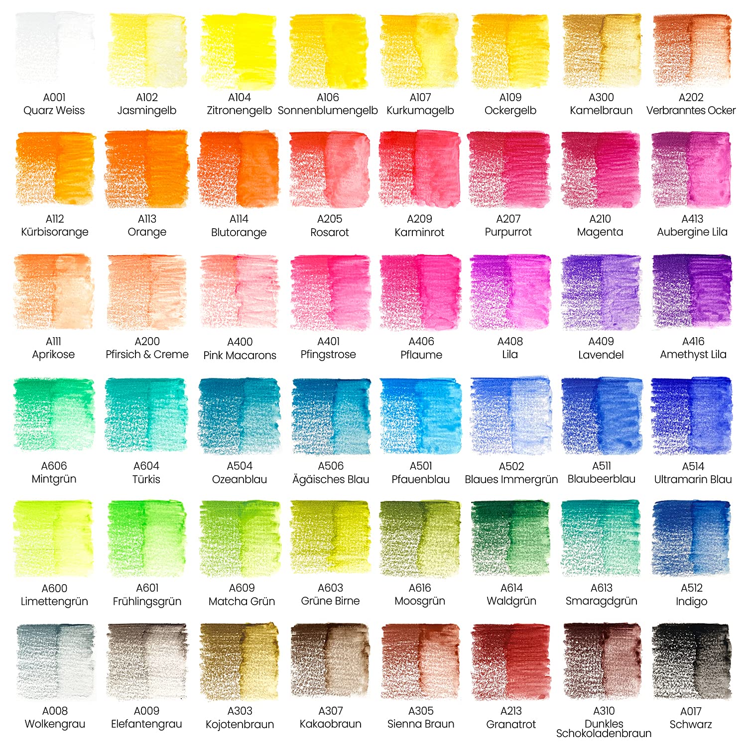 Arteza Aquarell Set mit 48 Aquarell-Buntstiften, Aquarellstifte Set und faltbarer Leinwandblock, Malset für Erwachsene, Künstlerbedarf für Kinder, Profis und Hobbymaler, 48 Farben