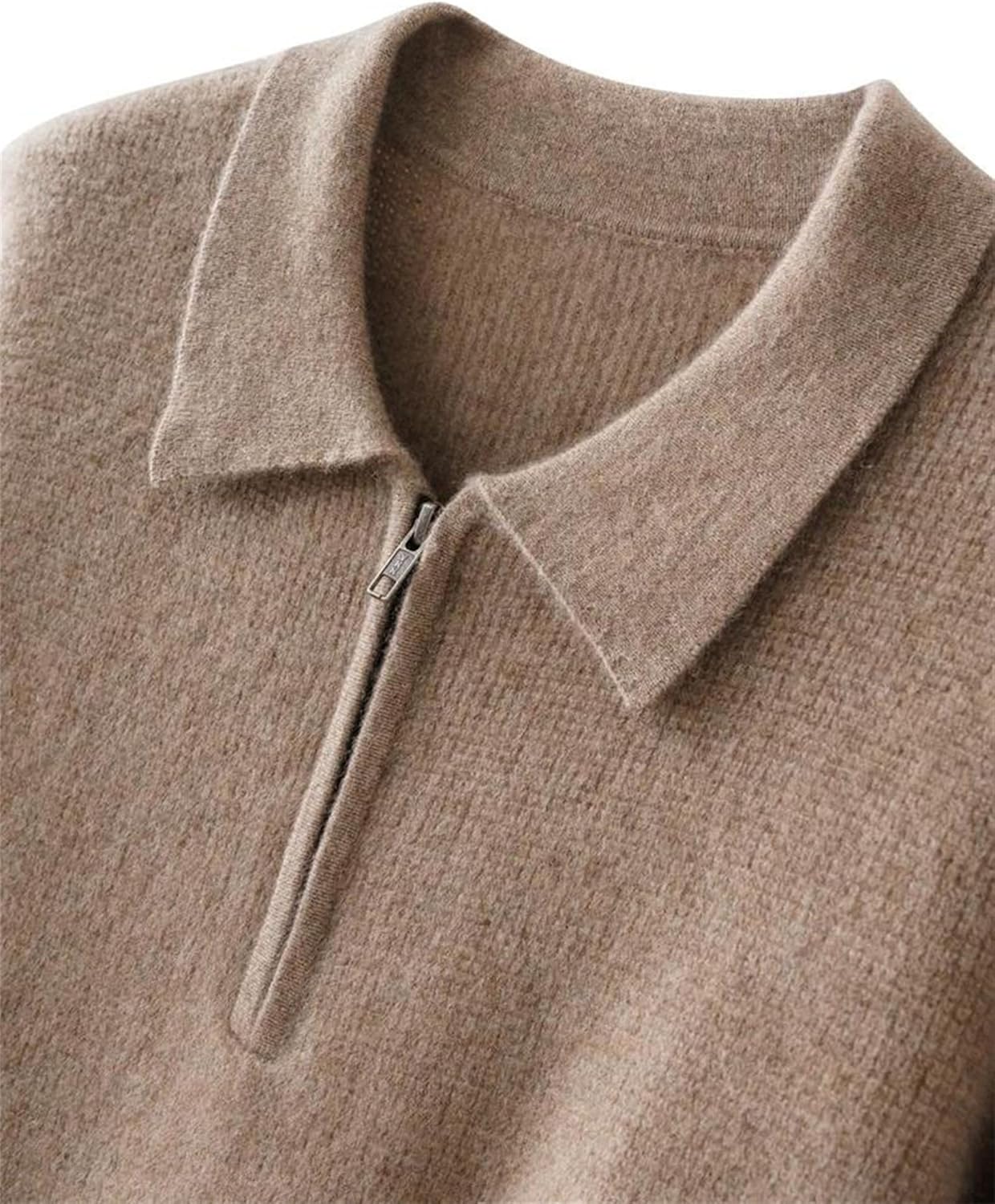 Men's Quarter Zip Pullover Polo Sweaters Long Sleeve Turndown Collar Warm Knitted Tops for Business Casual Wear