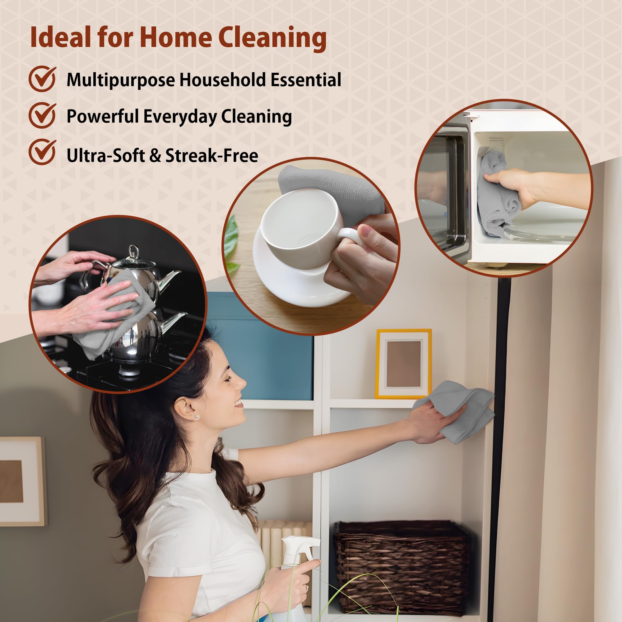 H4N Rollo de paño de limpieza de microfibra, paquete de 85 paños de microfibra para limpieza, toallas extraíbles, ultra absorbentes, no abrasivos, reutilizables y lavables, 11.8 x 11.8 pulgadas, color