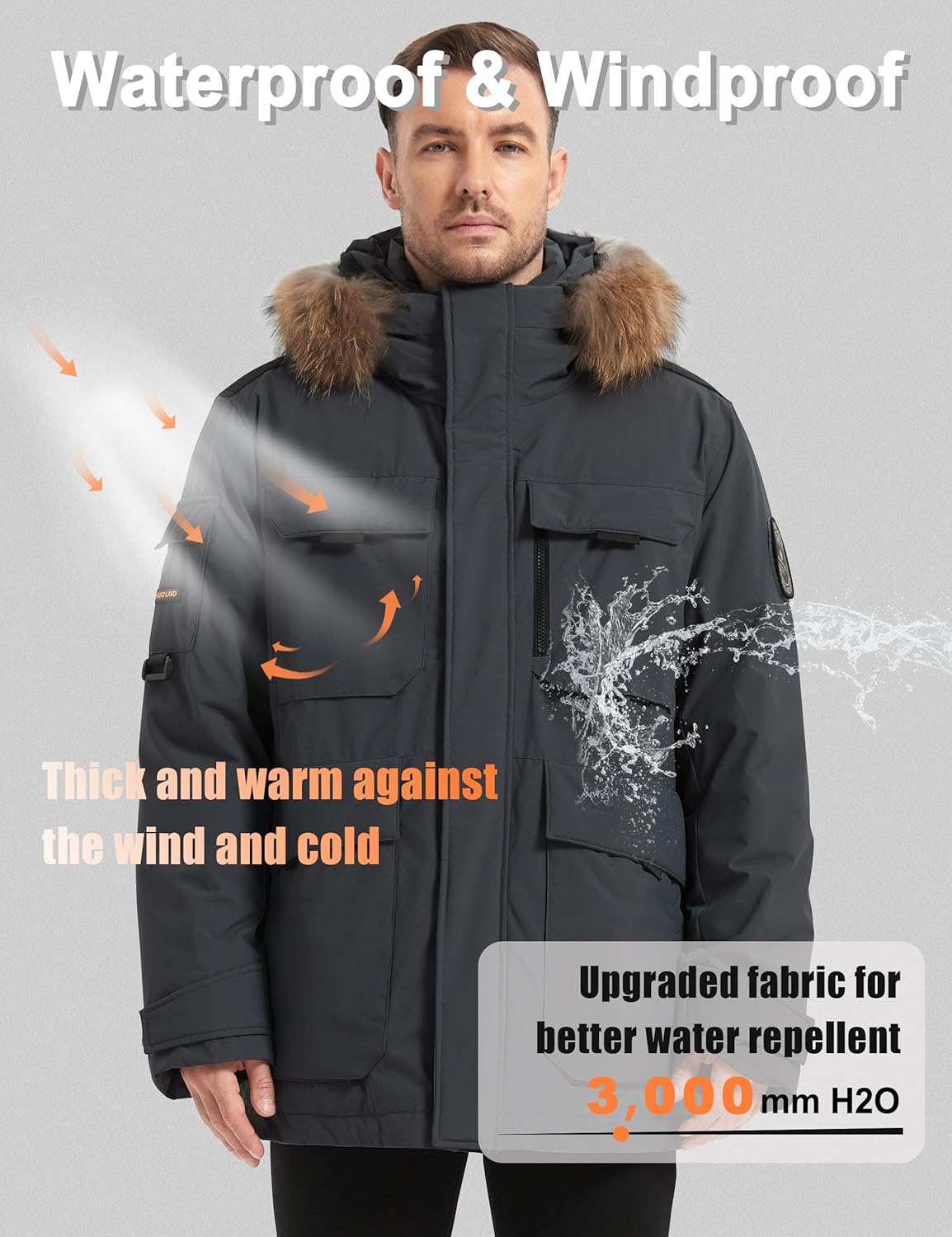 HARD LAND Men's Down Jacket Packable heavy parka Jacket - Image 4