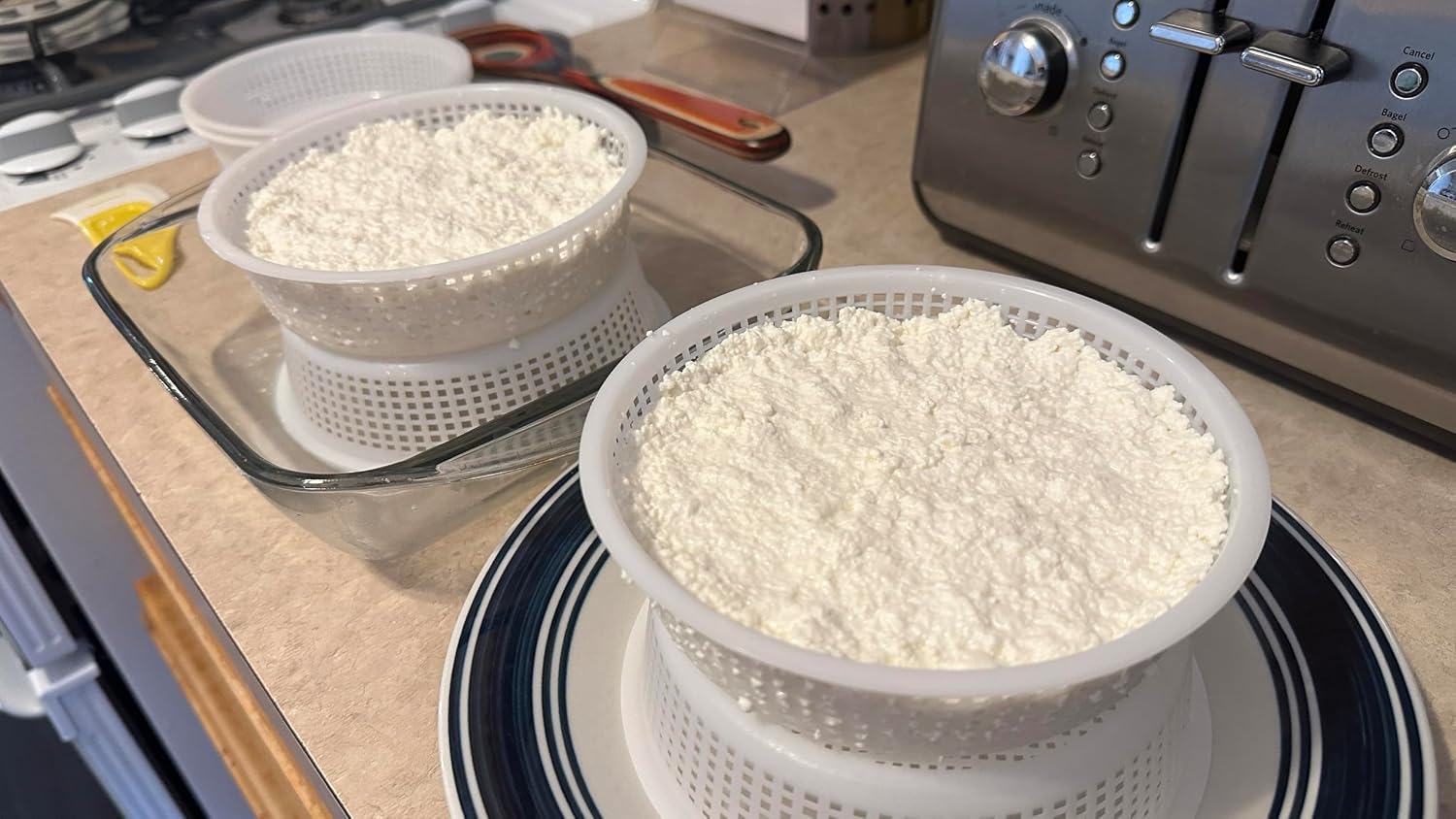 3 pcs Medium Cheese Mold for Cheese Making 1/2 qt - Soft Cheese Molds - Homemade Cheese Making Supplies - Moldes Para Queso Fresco o Panela Casero. White (Cloud Green)
