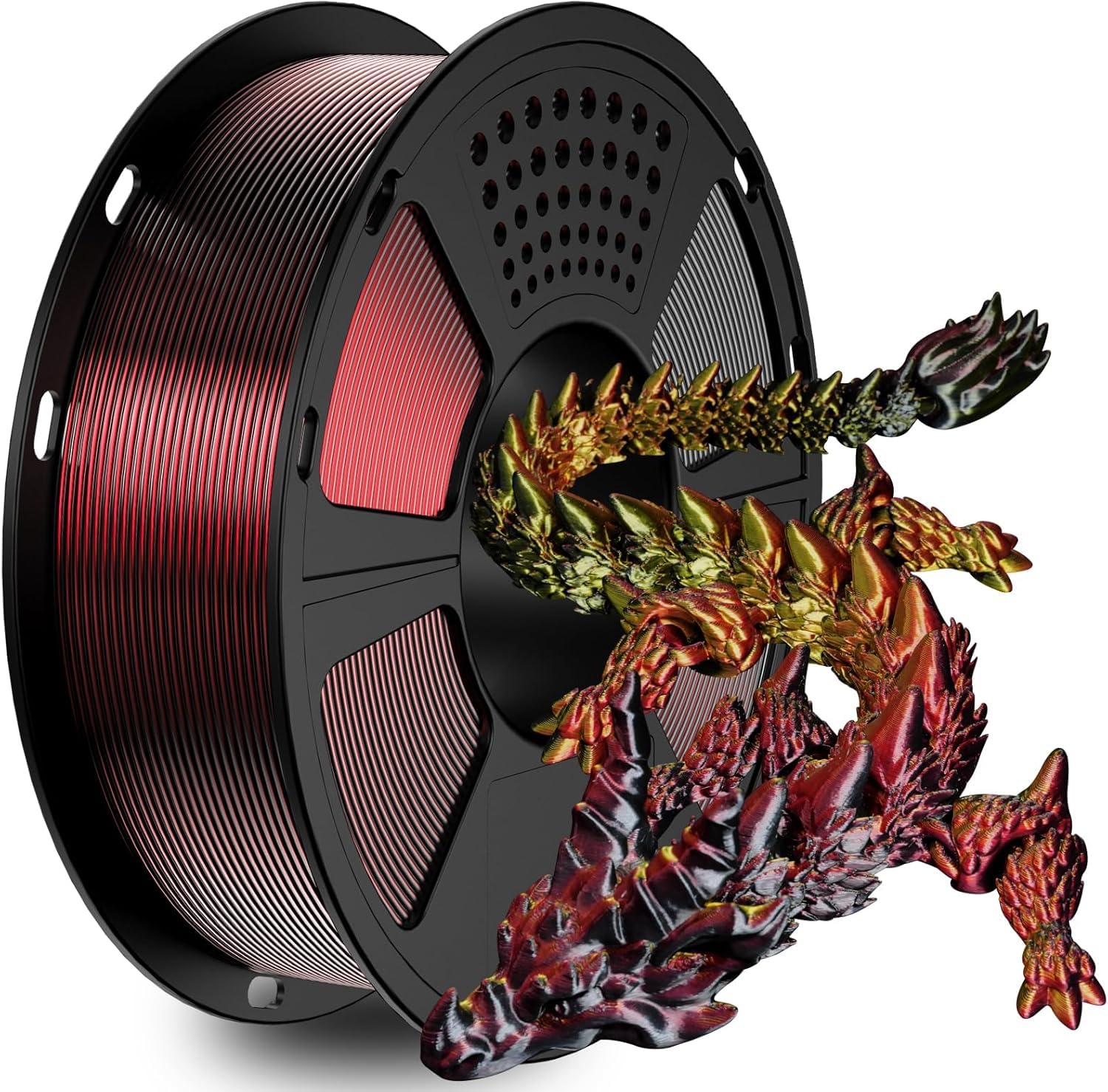 GIANTARM Silk PLA Filament 1.75mm,Tri Color PLA Red Gold Black 1KG
