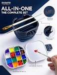 Airtight Paint Saver Storage Palette Box, 16-Well Palette Box with Lid, Include Paint Brush Basin, Perfect for Gouache, Acrylic, Watercolor and Oil Paint (Blue) | Compact Travel Design, Refillable Paint Storage Suitable for Watercolor & Acrylic
