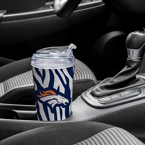 Miniatura 147 de Rico Industries NFL - Vaso de purpurina acrílica de 24 onzas con tapa con bisagras, vaso de doble pared con licencia oficial y popote Tie Dye