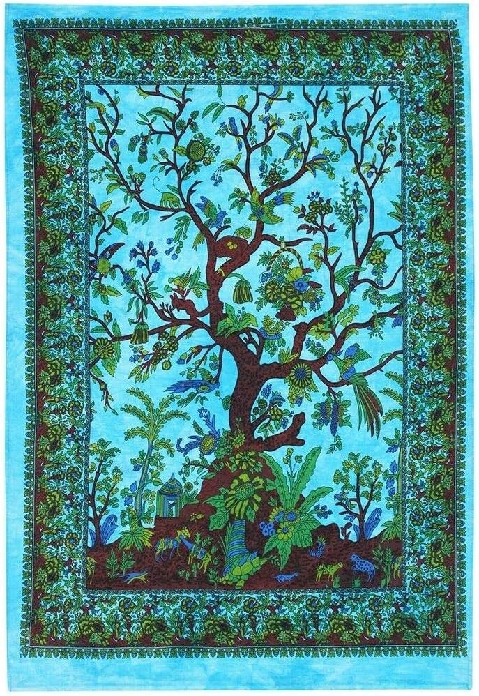 THE ART BOX Wall Hanging Tree of Life Aesthetic Tapestry Green