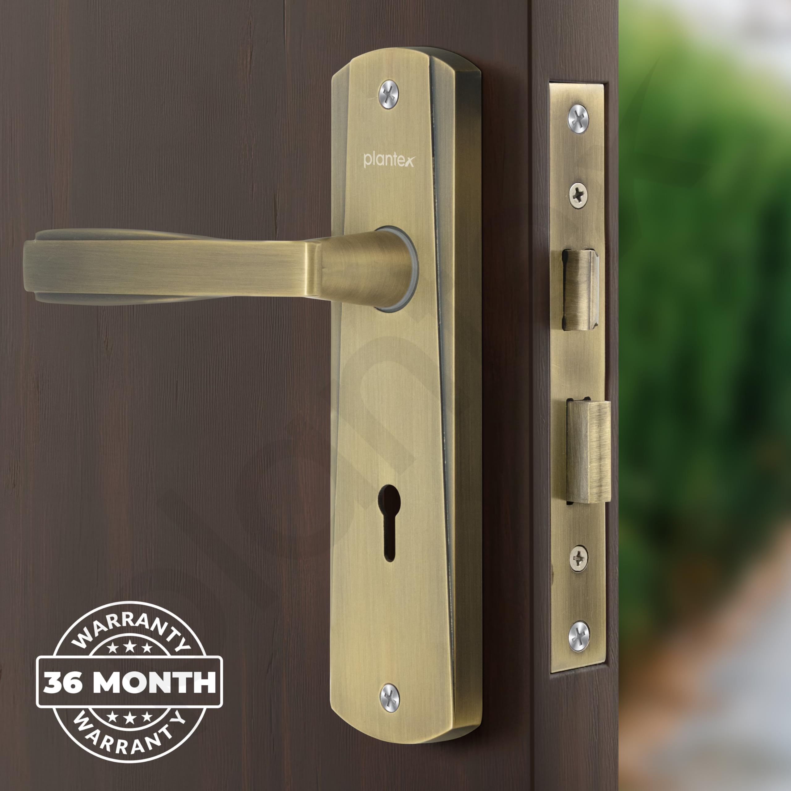Plantex Heavy-Duty Door Lock Set - Main Door Lock Handle Set/Mortise Lock with 3 Keys, Pack of 1 (8130-Brass Antique) — Amazon image 4