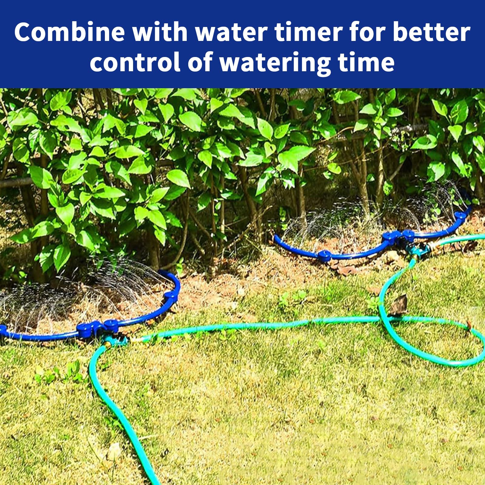 Sistema de riego de jardinería con anillo de agua de 360°, aspersores ajustables para patio con divisores de manguera en Y, sistema de riego por aspersor de césped para jardín, árboles nuevos