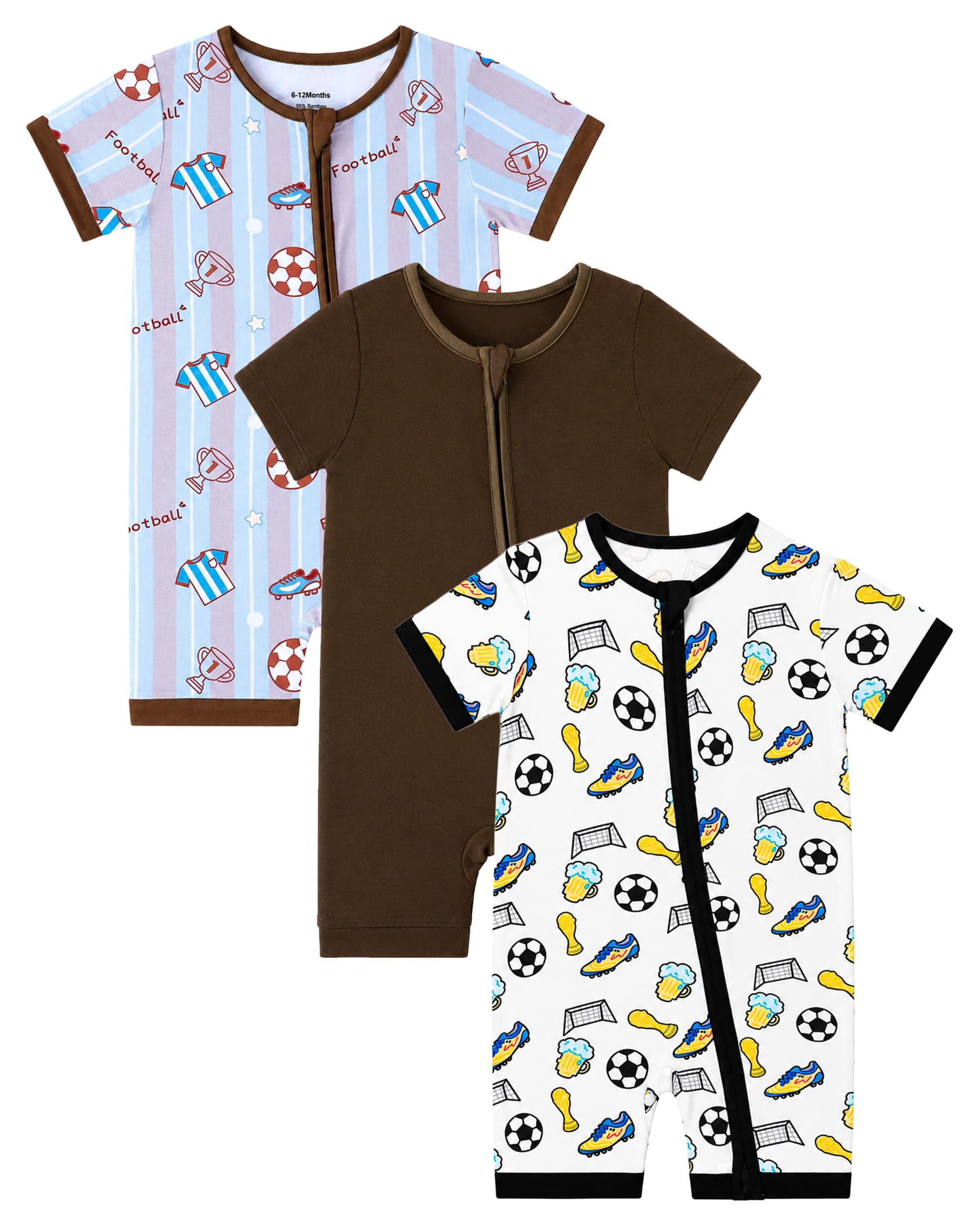 Bamboo Baby Pajamas 3 Pack, Double Zipper Bamboo Sleepers for Baby Boy Girl Romper, Toddler Summer Clothes Outfit 0-24M