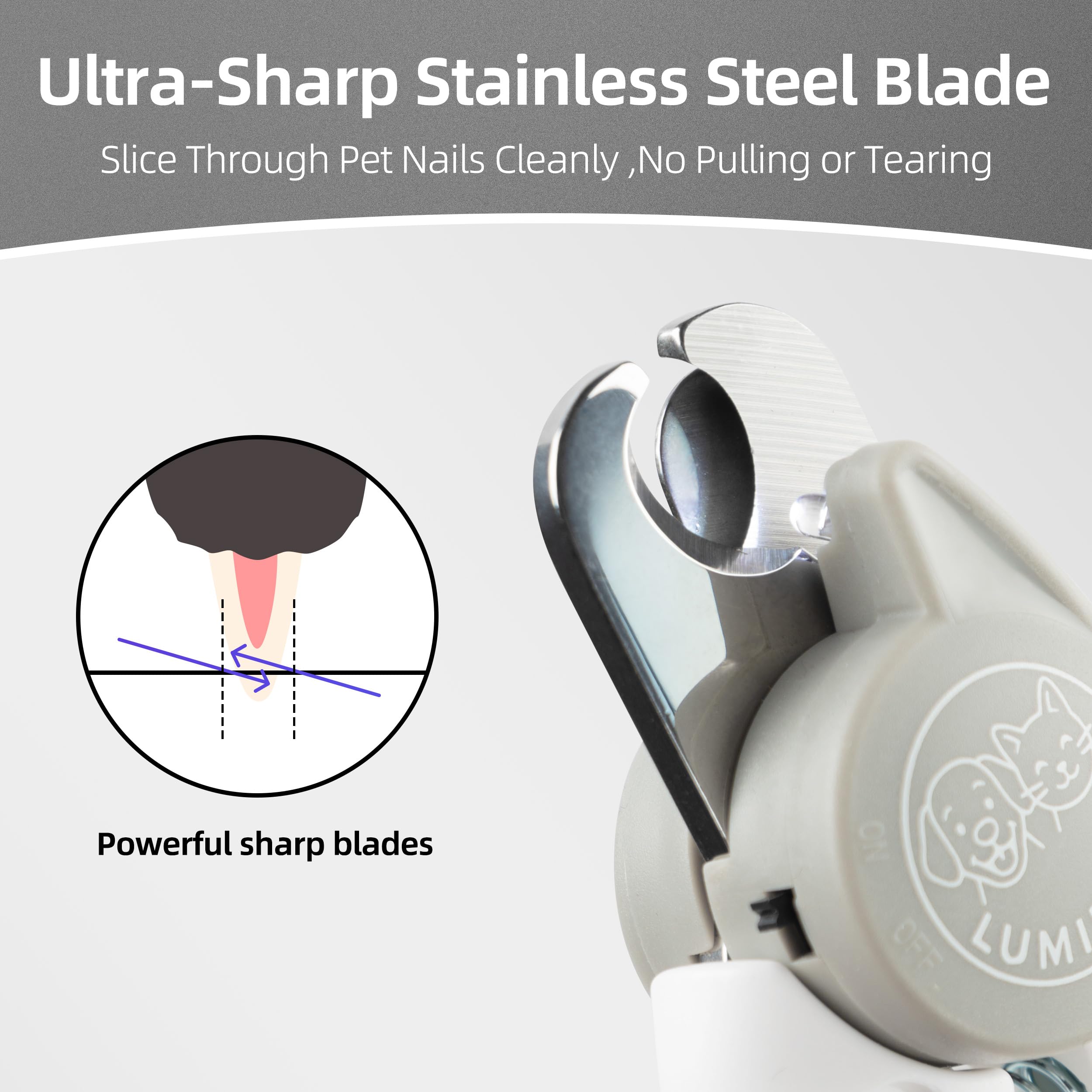 Dog Nail Clippers with LED Light | Illuminates Bloodline for Safe Trimming | 2 in 1 Professional Dog Nail Clipper with Safety Guard & Nail File for Medium to Large Dogs & Cats - Easy Grooming - image 5