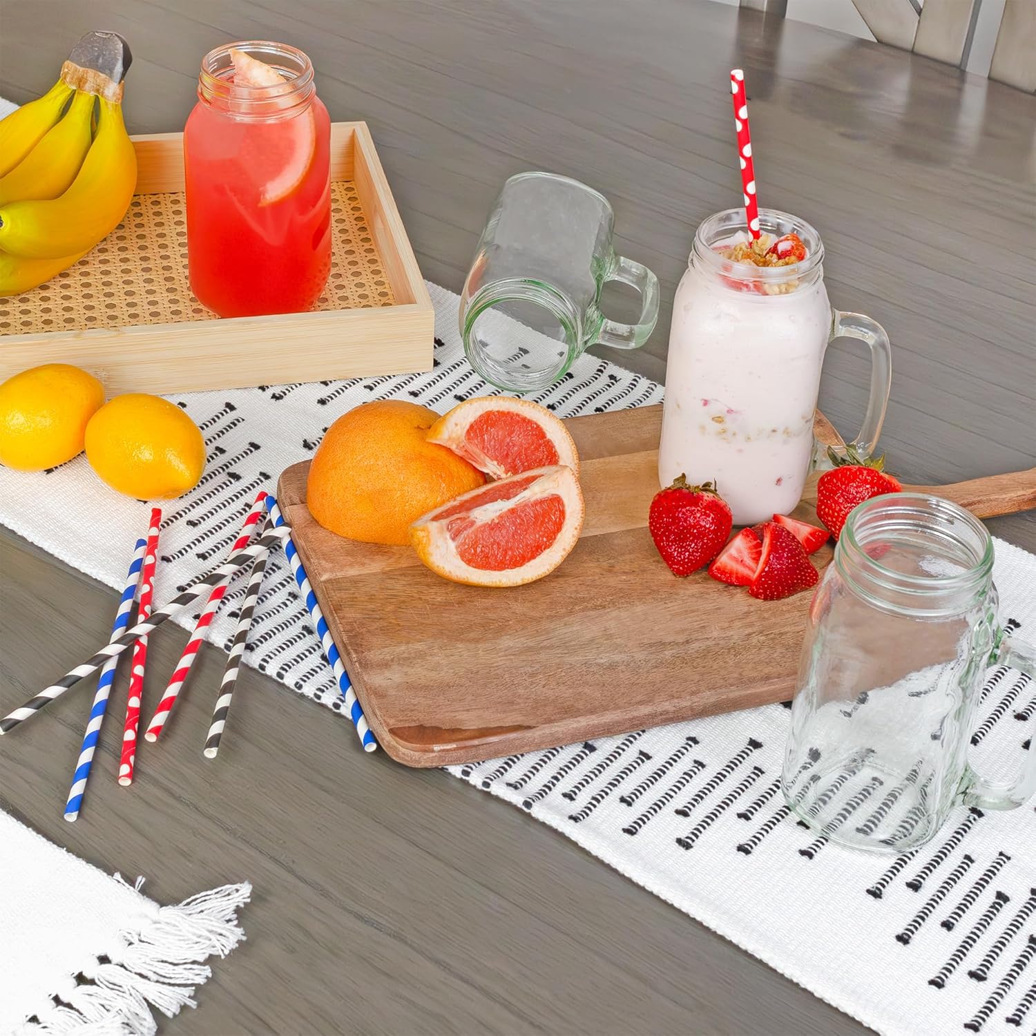 Darware Mason Jar Mugs with Handles (24oz, Clear, 4-Pack); Glass Drinking Glasses for Cold Beverages, Decoration, Storage, Party Favors, Cocktails, Floats - Image 3