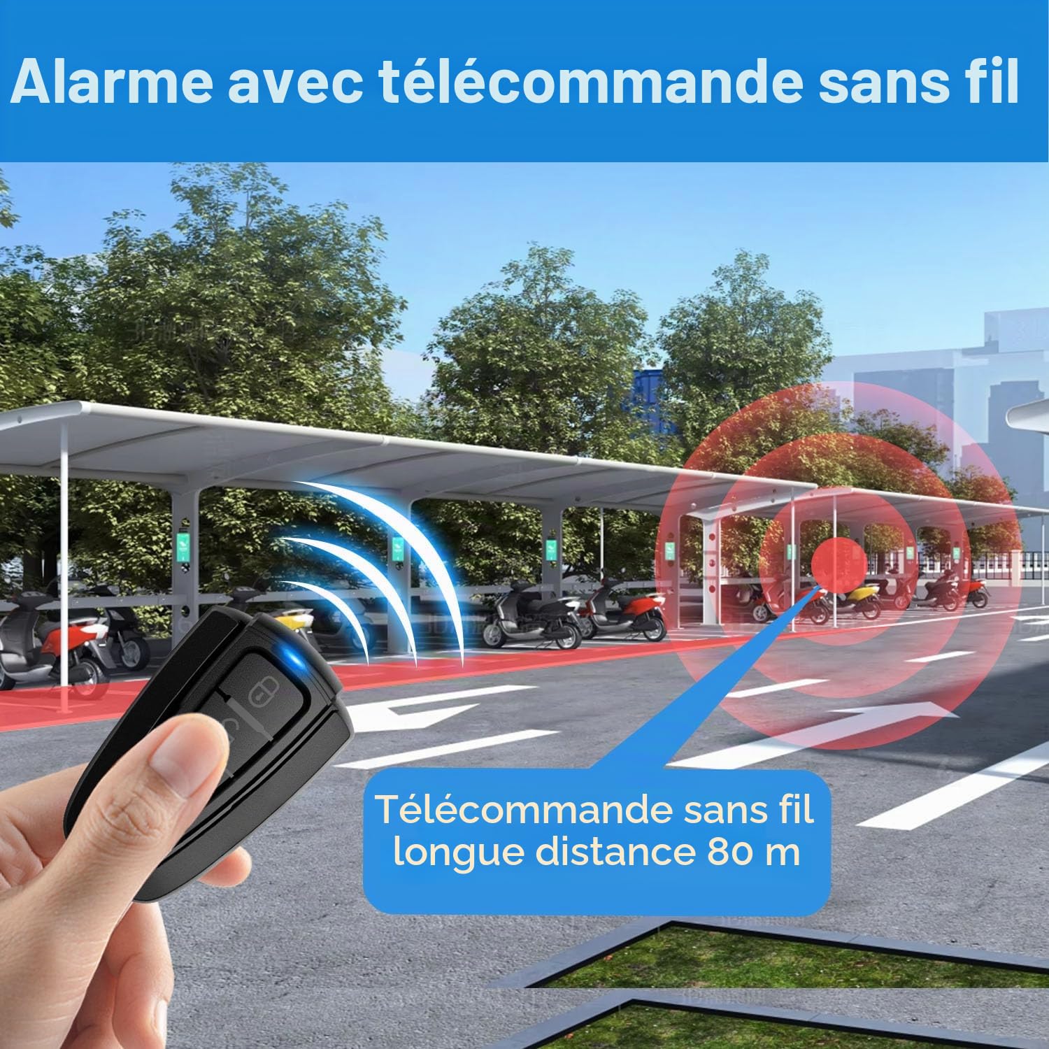 Alarme Antivol, Alarme Intelligente à Télécommande sans Fil, Alarme de Capteur Intelligent de Vibration étanche, pour Vélo/Moto/Véhicule électrique/Scooter