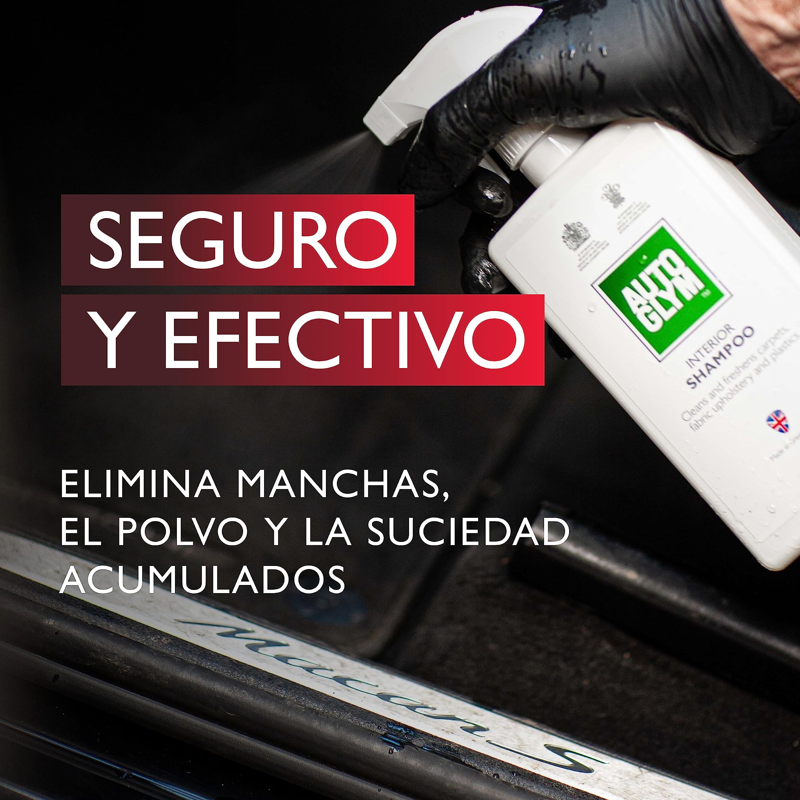 Autoglym Champú para Interiores – Eliminador de Manchas, Suciedad y Mugre de Telas y Plásticos -500 ml | Limpiador de champú para interiores de automóviles: limpia y refresca alfombras, telas, tapicería y adornos de plástico