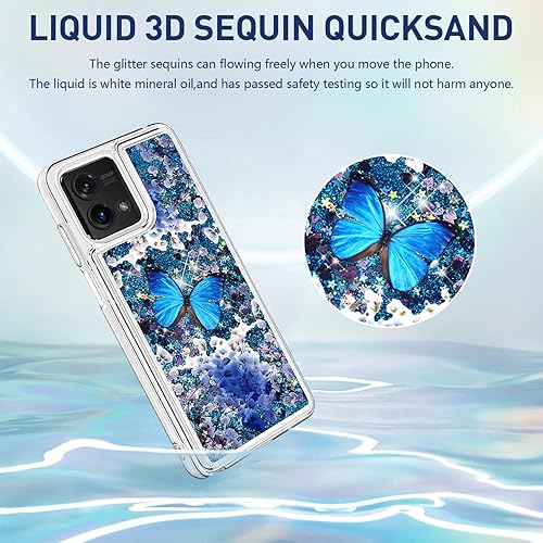 Miniatura 3 de CAIYUNL Funda para Moto G Stylus 5G 2023 con protector de pantalla de vidrio templado, para mujeres y niñas, con purpurina líquida, flotante, suave,
