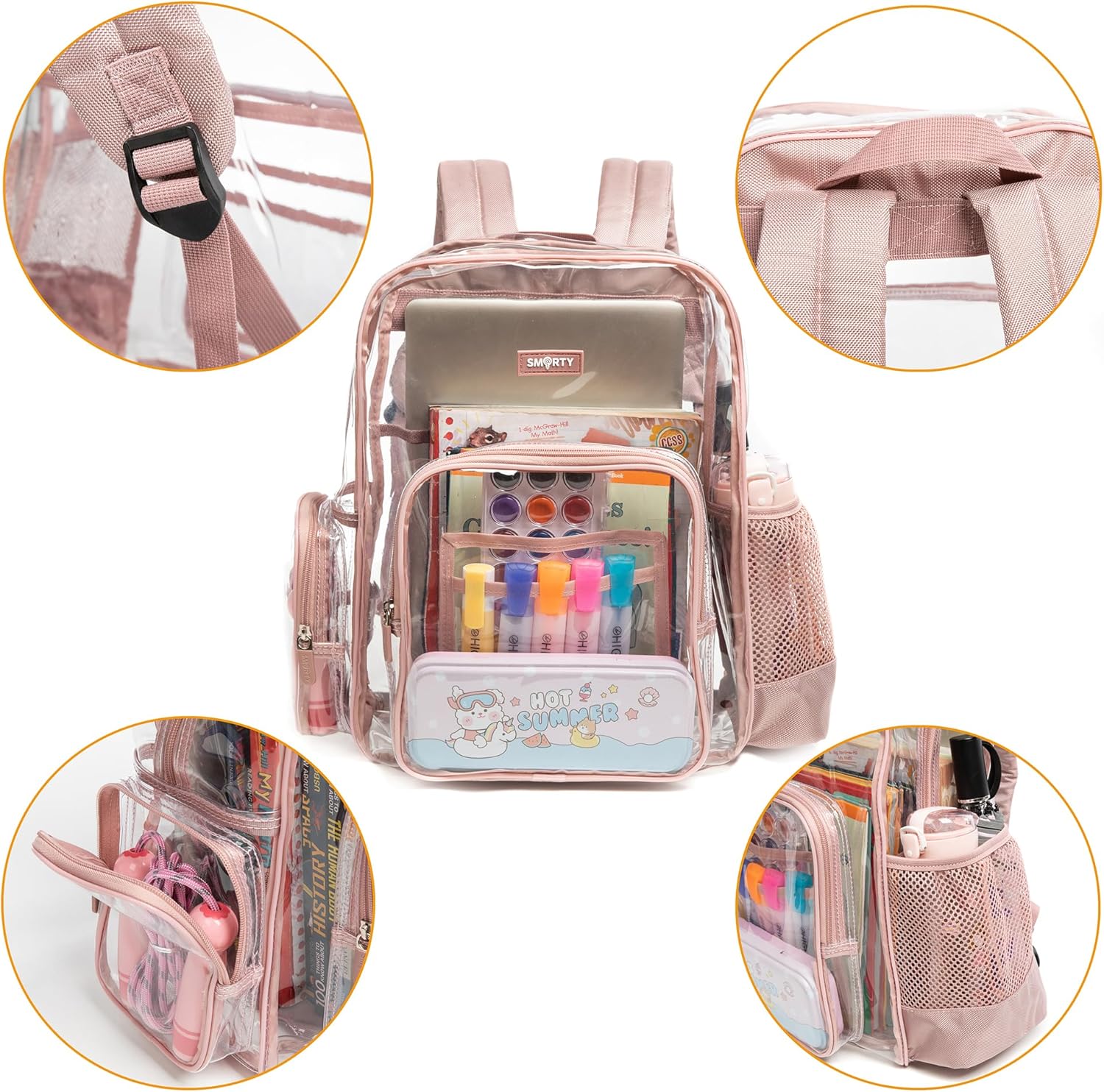 J.CARP Clear Bag Heavy Duty Backpack Durable Transparent See Through Bag