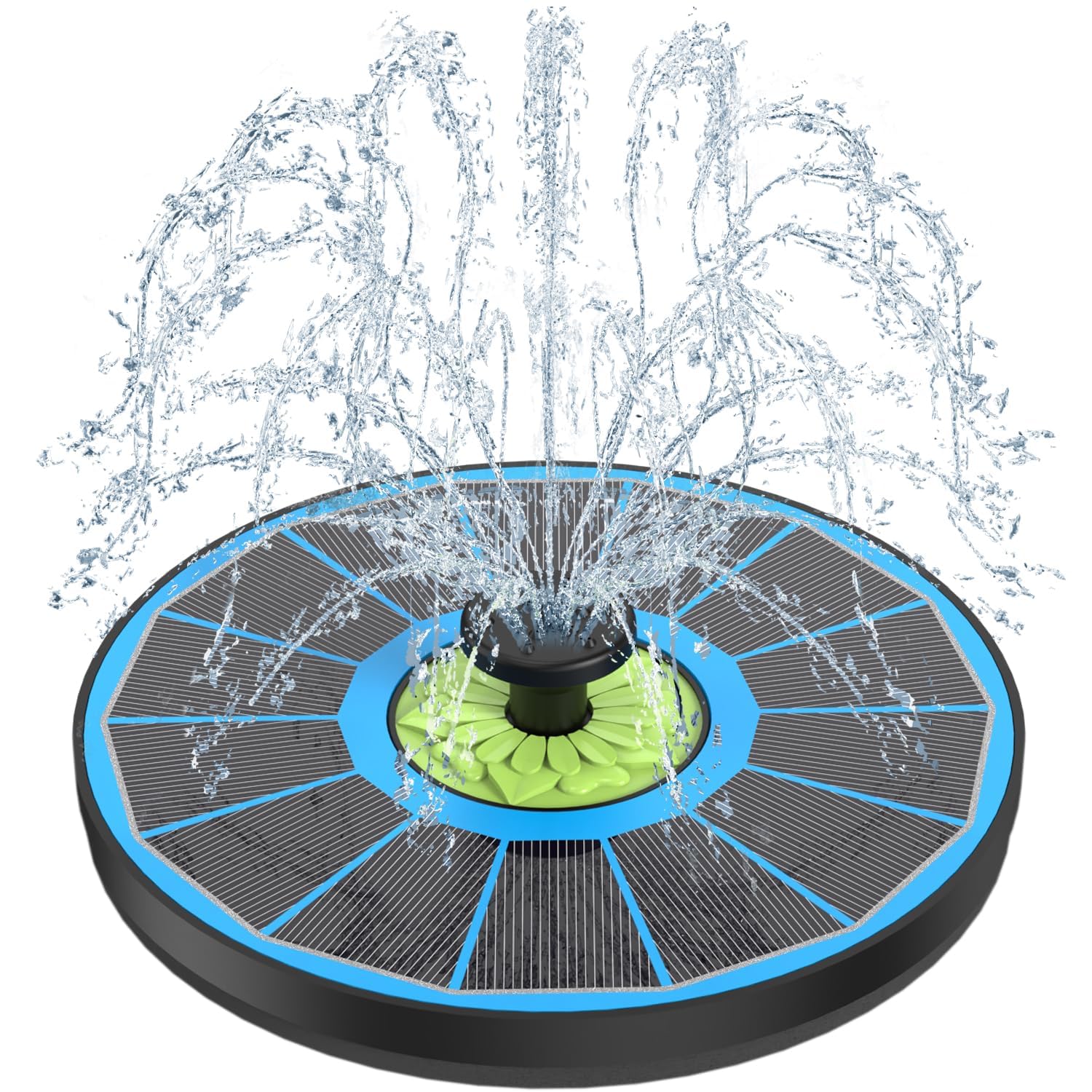 SZMP Solar Springbrunnen, 3.5W Glas Solar Teichpumpe mit 7 Düsen & 4 Fixe Rohre Solar Wasserpumpe Solar Schwimmender Fontäne für Garten, Teich, Vogel-Bad
