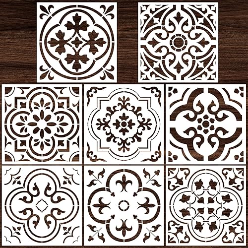 8 plantillas de suelo para pintar plantillas de pared de 4 x 4 pulgadas para pintar paredes, plantillas de piso de concreto, plantillas de dibujo en