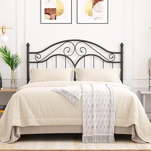 Elephance Estructura de Cama de Metal Tamaño Completo con Cabecera Vintage, Plataforma de Cama con Espacio de Almacenamiento de 11 Pulgadas Sin