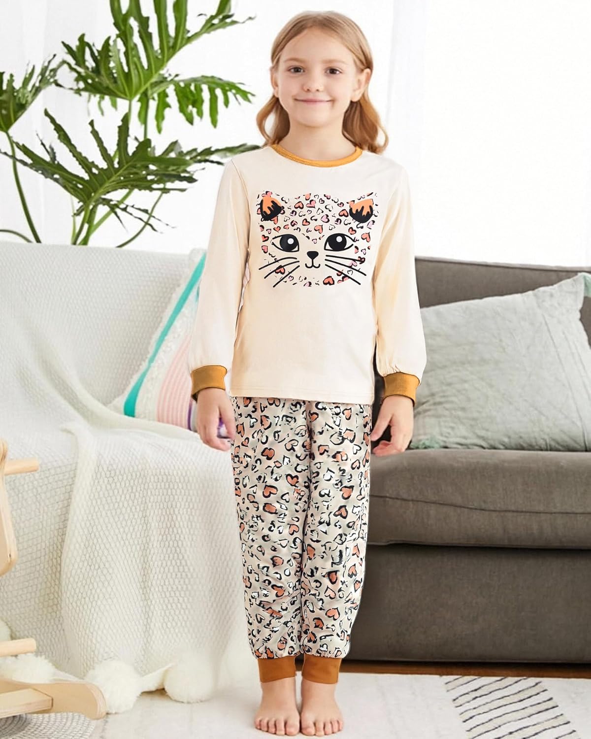 CARETOO Girls Pajamas Kids Cotton Pajama Sets 2-Piece Long Sleeve Pjs Comfy Girls Sleepwear for 4-12 Years - Image 3