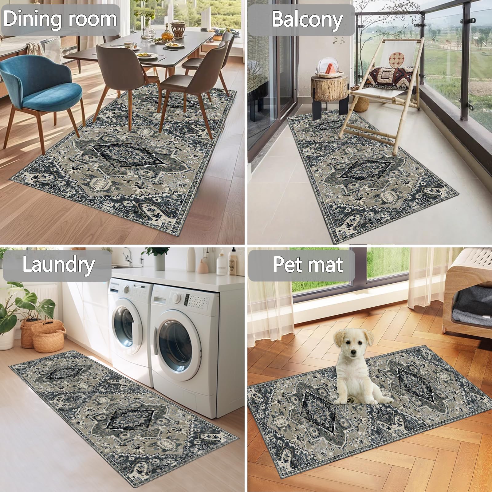 RxueSug Tapis Cuisine Lavable en Machine 110 x 150 cm, Tapis de Couloir Antidérapant, Tapis de Cuisine Devant Evier, Tapis de Passage Long pour Cuisine Chambre Salon Entree Interieur Buanderie