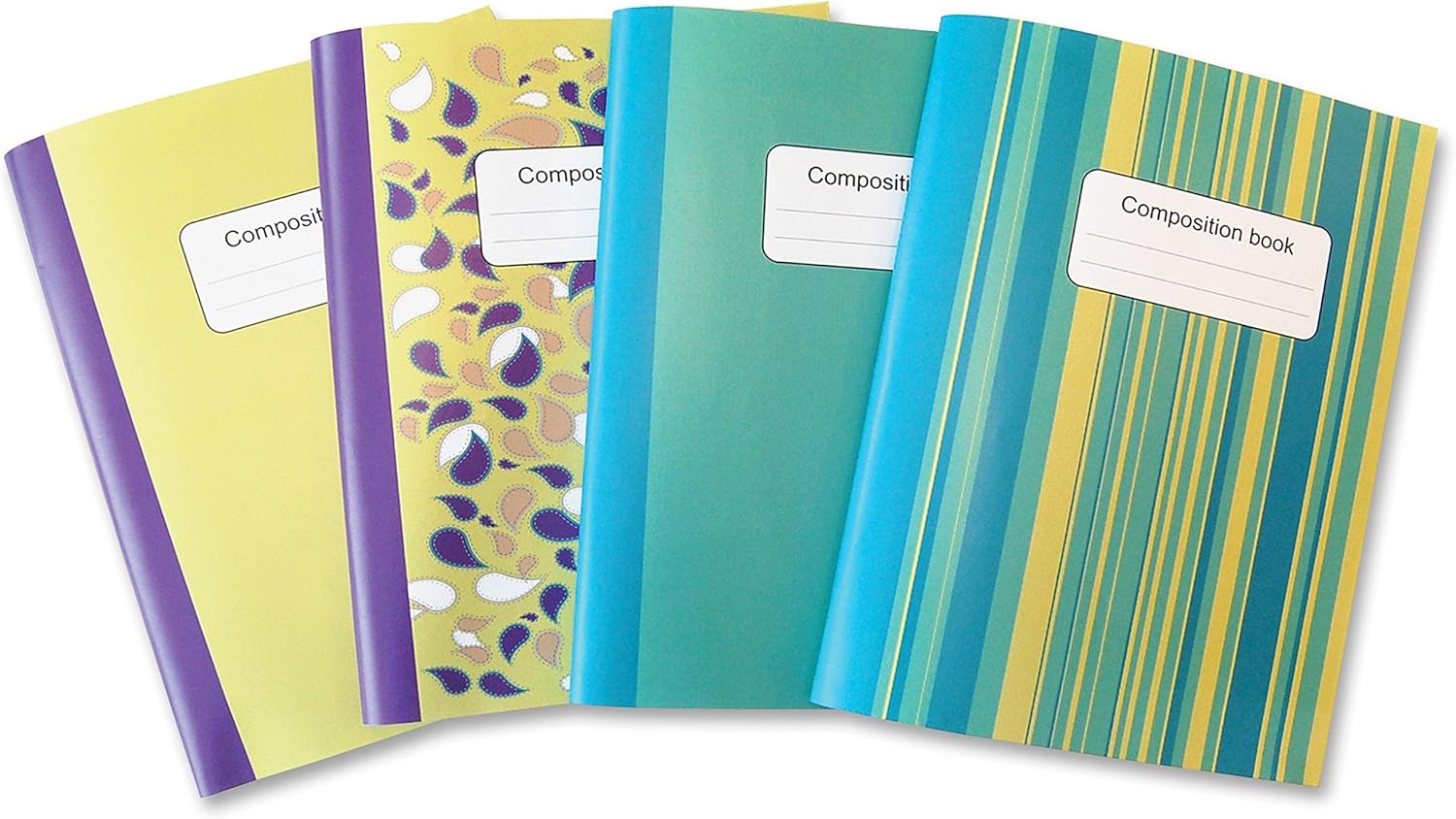 Composition Books/Notebooks - 80 Sheets, College Ruled, 10 x 7.5 - Beautiful Designed Sturdy Covers - 4 Pack (4 different cover designs)