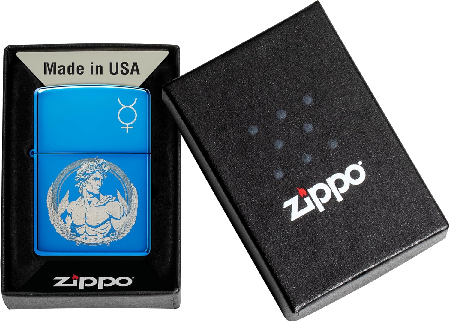 Zippo Lighter, Metal, High Polish Blue, Standard Size
