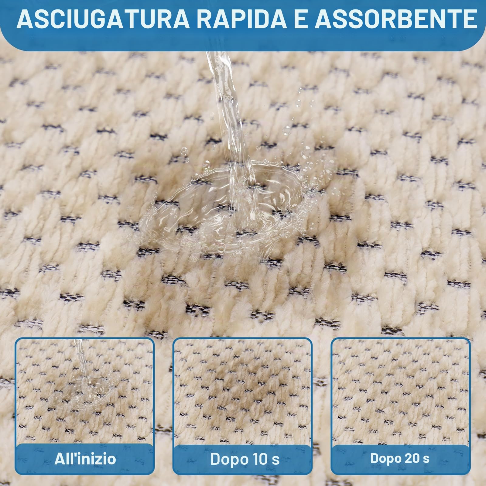 Tappeto Bagno 50 x 150 cm, Tappetino in Microfibra, Tappeti in Gomma Antiscivolo Assorbente, Soffice Tappetini Doccia, Lavabile in Lavatrice, Adatto per Doccia, Bagno, Beige