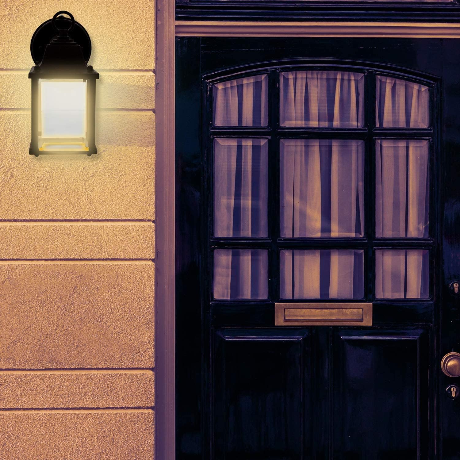 Maxxima LED Porch Lantern Outdoor Wall Light - Aged Bronze with Clear Glass, 3000K Warm White, 650 Lumens, Dusk to Dawn Photocell Light Sensor, Patio or Porch Sconce Fixture, Exterior Lighting - Brown