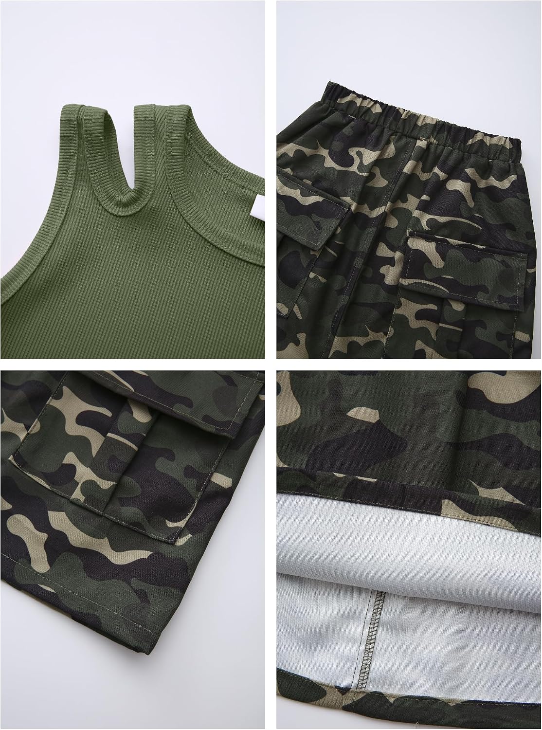 PureChapter Girls 2 Piece Outfits Girls Tank Top Cargo Skirt Set Trendy Summer Clothes Tween Girl Outfits for 8-12