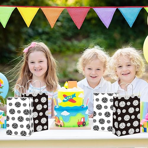 Miniatura 6 de chiazllta 12 bolsas de regalo de voleibol para equipo de voleibol, recuerdos de fiesta, bolsa de golosinas con asa, bolsa de papel de voleibol,